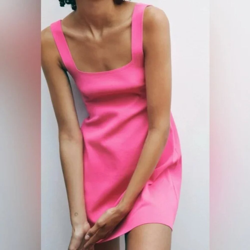 NWT Zara Deep Pink Light Knit Mini Dress